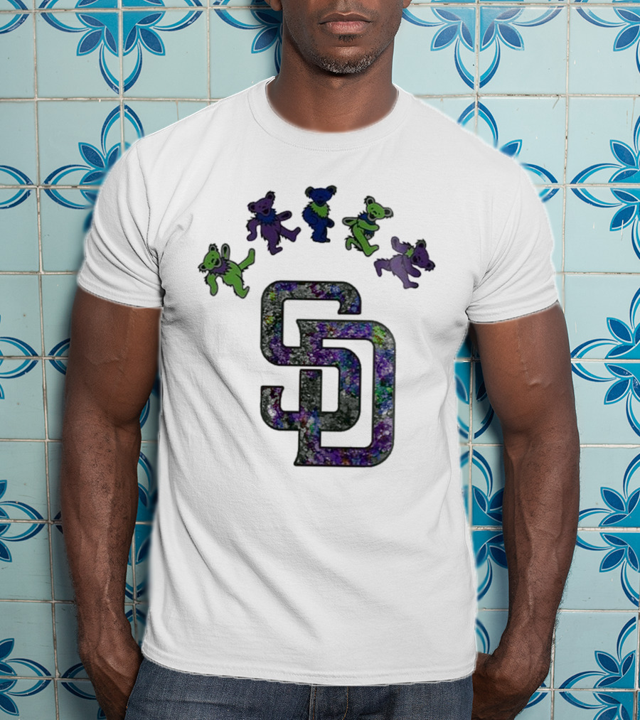 San Diego Padres Grateful Dead Night 2025 Dancing Bears Baseball Event T-Shirt