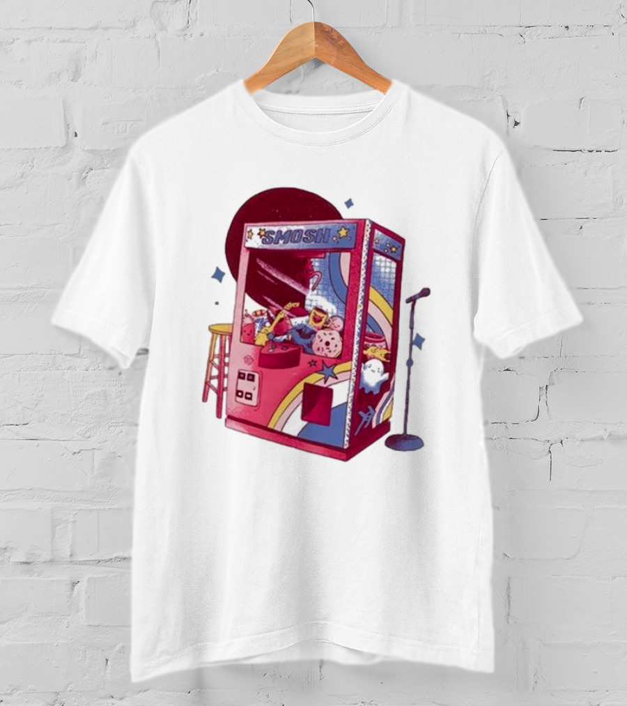 Smosh Pit Claw Machine Arcade Theme With Colorful Characters And Microphone T-Shirt