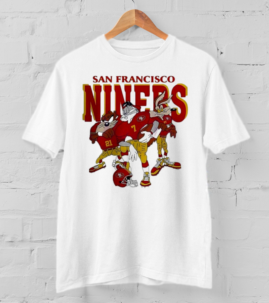 San Francisco 49ers Looney Tunes Cartoon Characters In Team Uniforms T-Shirt