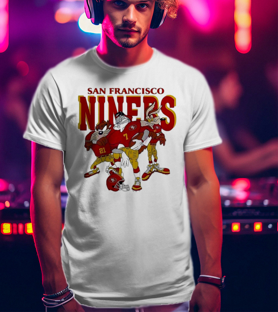 San Francisco 49ers Looney Tunes Cartoon Characters In Team Uniforms T-Shirt