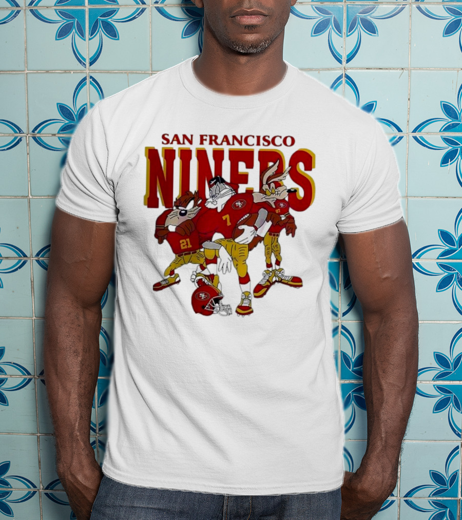 San Francisco 49ers Looney Tunes Cartoon Characters In Team Uniforms T-Shirt