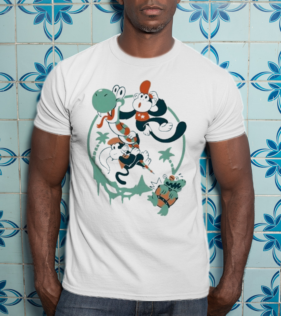 Tropical Adventure With Diddy And Dixie Riding Rattle Snake T-Shirt