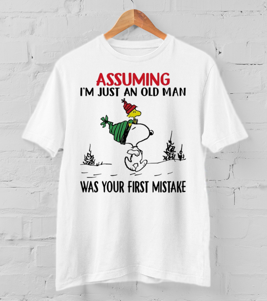 Assuming I'm Just An Old Man Snoopy And Woodstock Christmas Theme T-Shirt