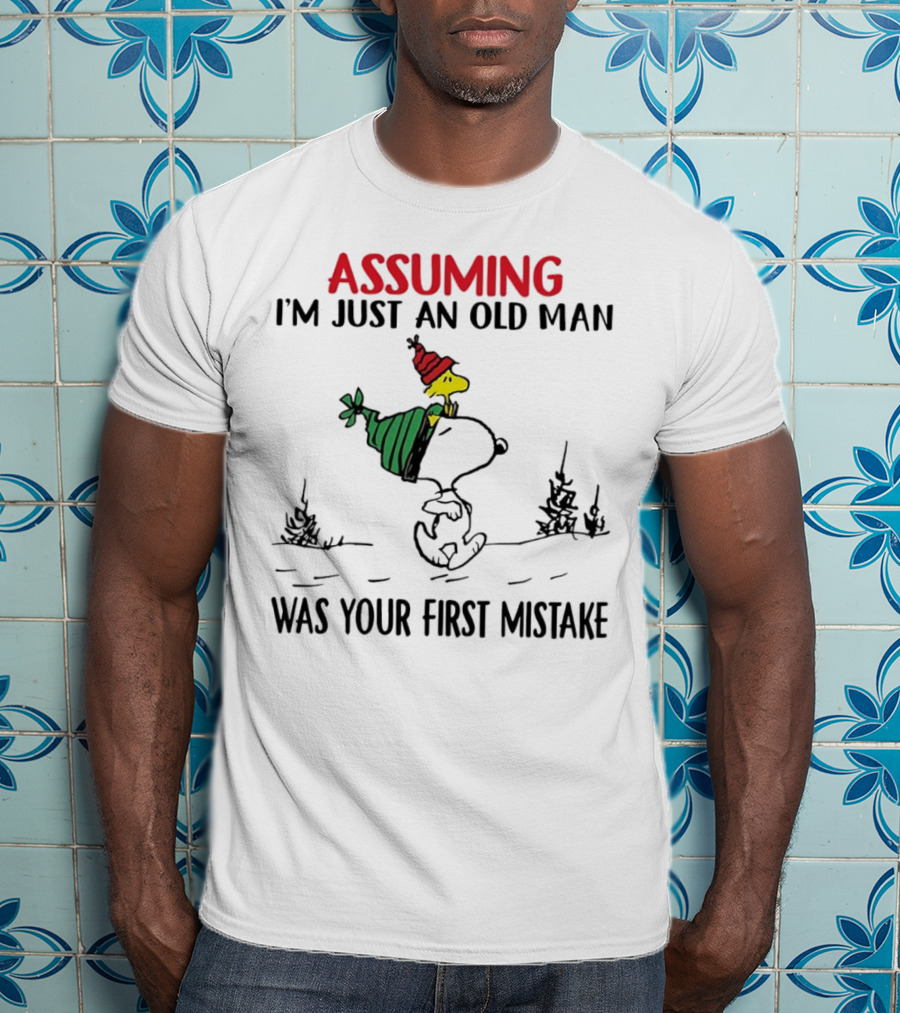 Assuming I'm Just An Old Man Snoopy And Woodstock Christmas Theme T-Shirt