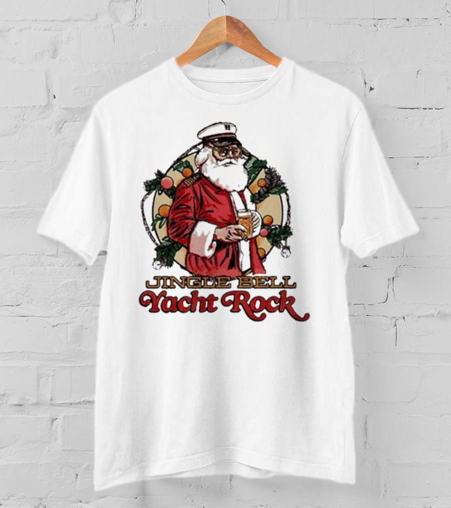 Jingle Bell Yacht Rock Christmas Captain Santa T-Shirt
