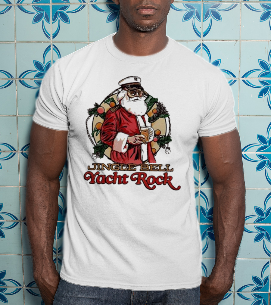 Jingle Bell Yacht Rock Christmas Captain Santa T-Shirt