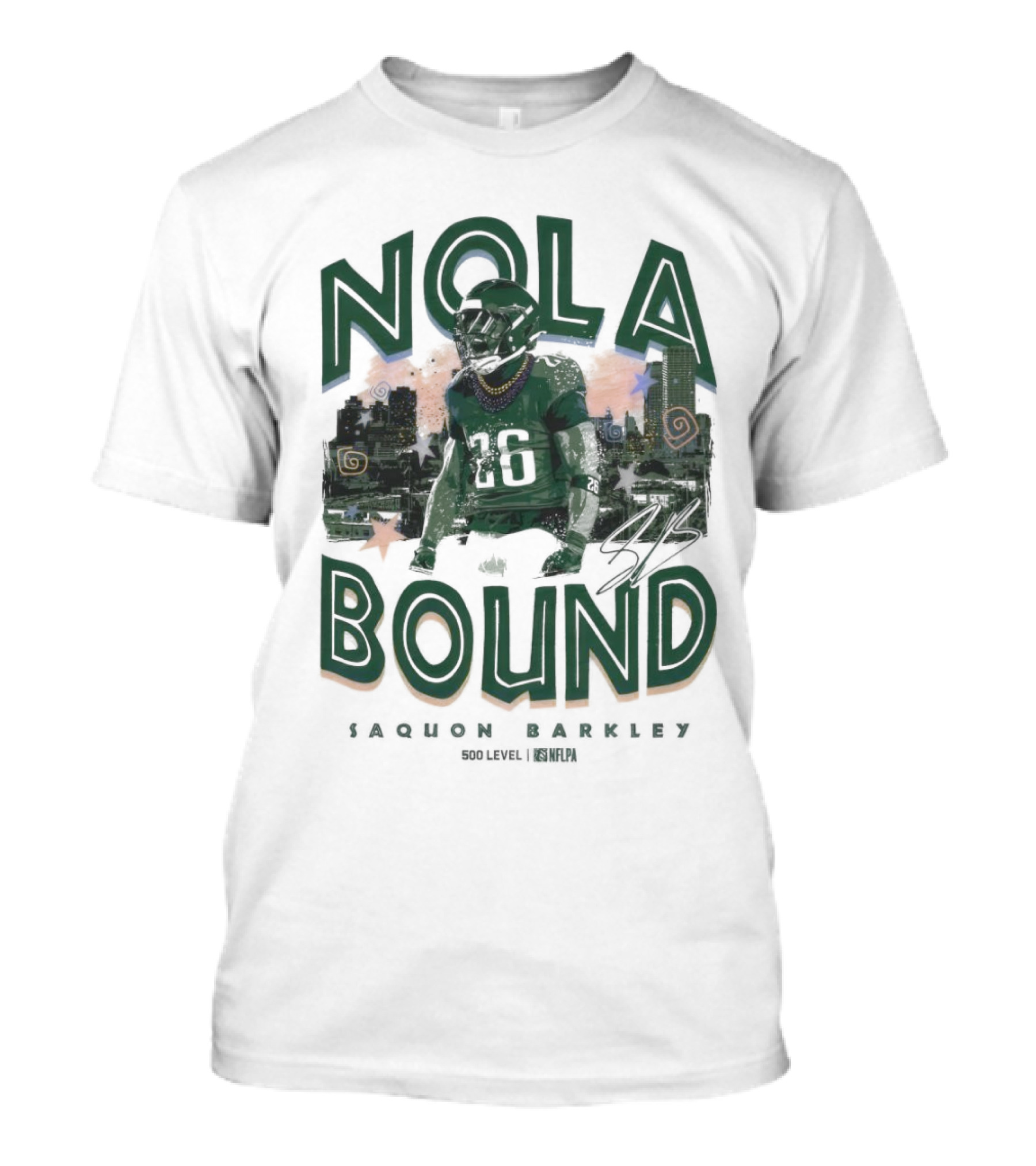 NOLA Bound Saquon Barkley Philadelphia Eagles NFLPA Signature T-Shirt