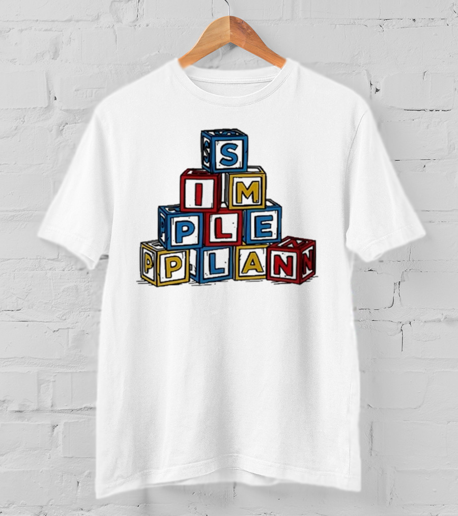 Simple Plan Alphabet Block Letter Stack T-Shirt
