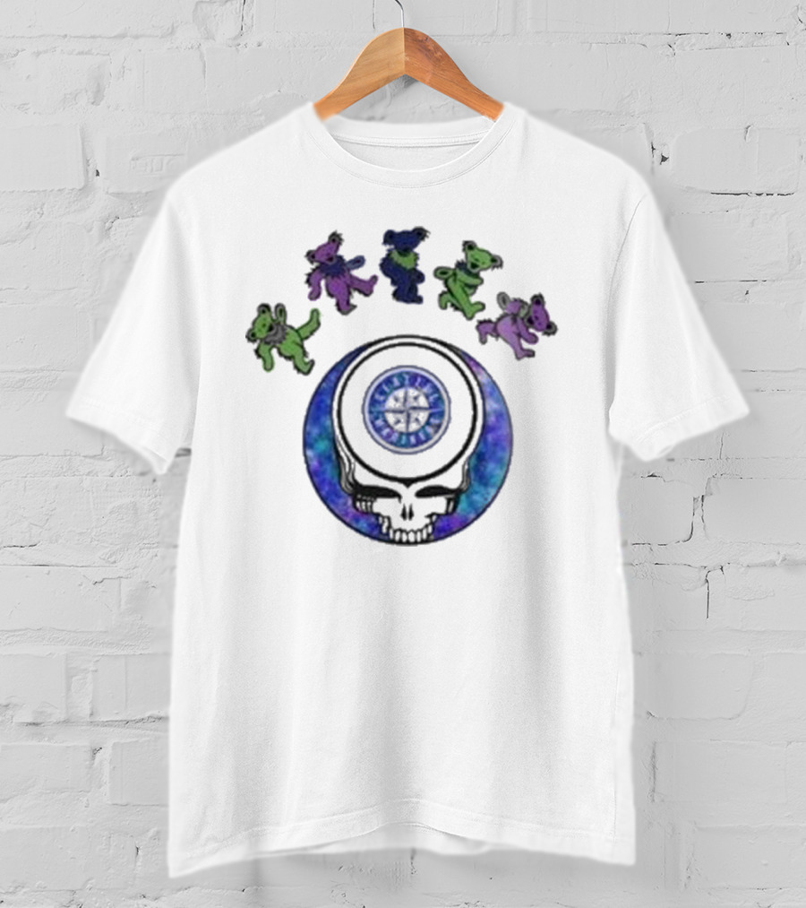 Seattle Mariners 2025 Grateful Dead Night Skull And Dancing Bears Baseball T-Shirt