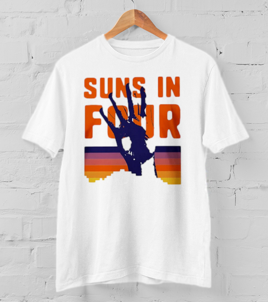 Suns In Four Handprint Orange And Purple Stripes T-Shirt