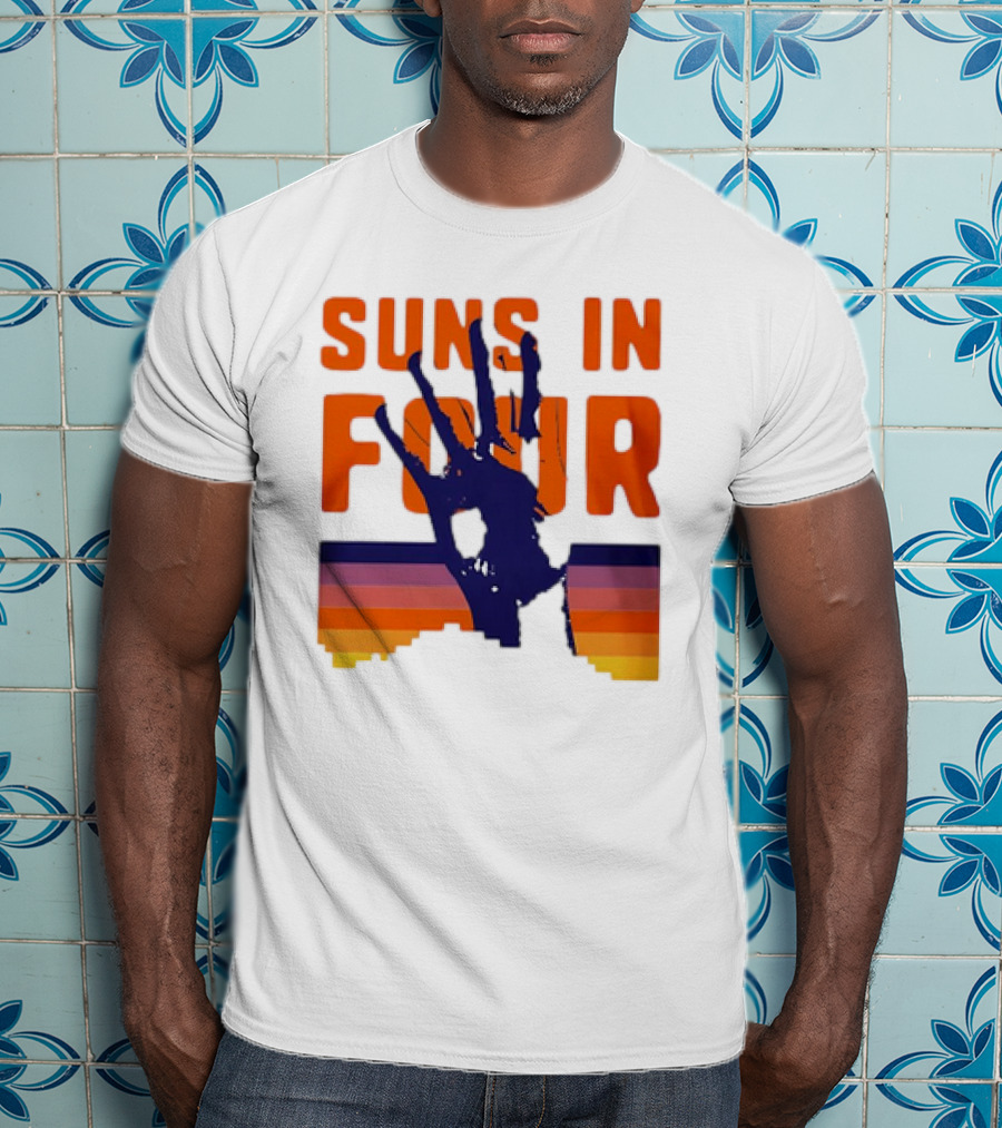 Suns In Four Handprint Orange And Purple Stripes T-Shirt