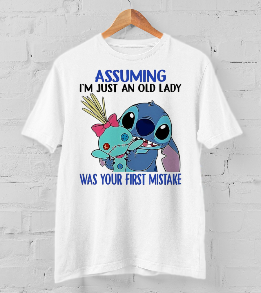 Assuming I'm Just An Old Lady Was Your First Mistake Stitch Holding Voodoo Doll T-Shirt