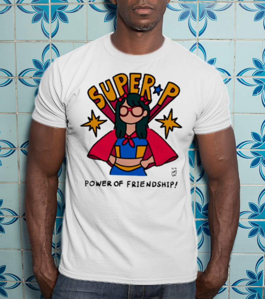 Super P Pastel Superhero Cartoon Character Friendship T-Shirt