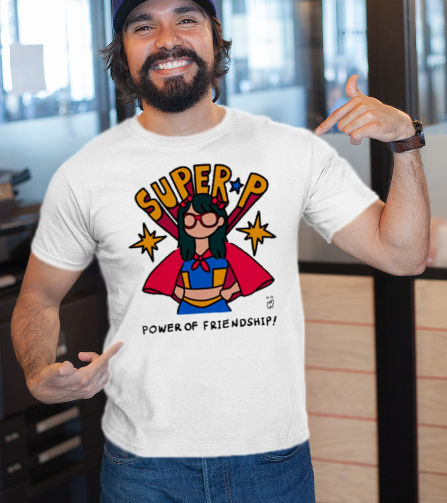Super P Pastel Superhero Cartoon Character Friendship T-Shirt