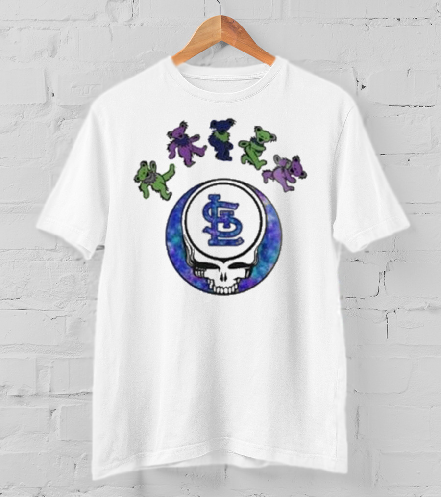 St. Louis Cardinals Grateful Dead 2025 Skull Bears Night Baseball T-Shirt
