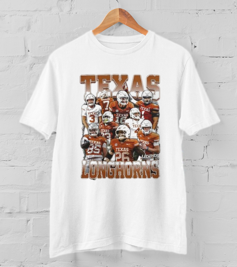Texas Longhorns Football Legends Heavy Weight Team Players T-Shirt