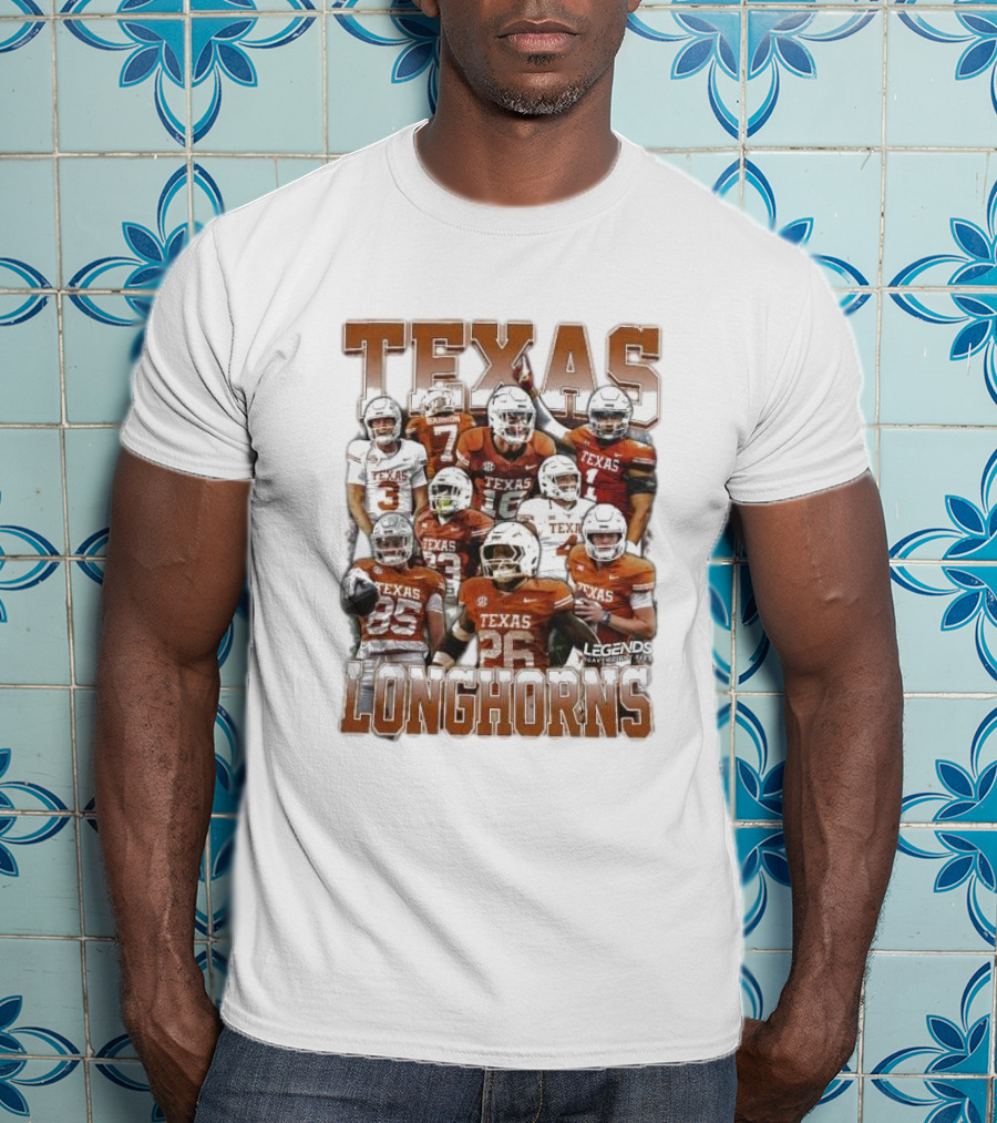 Texas Longhorns Football Legends Heavy Weight Team Players T-Shirt