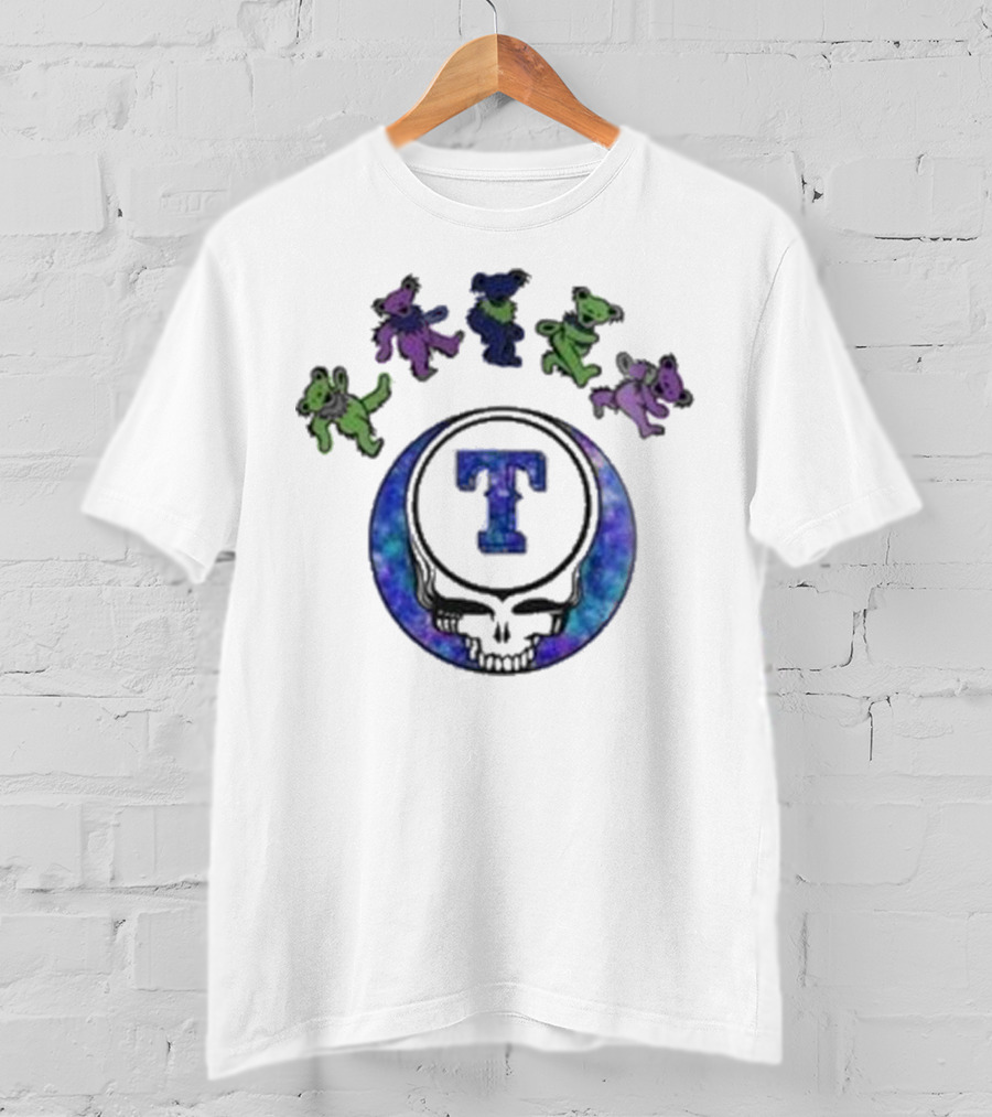 Texas Rangers Grateful Dead Night 2025 Skull Dancing Bears Baseball T-Shirt