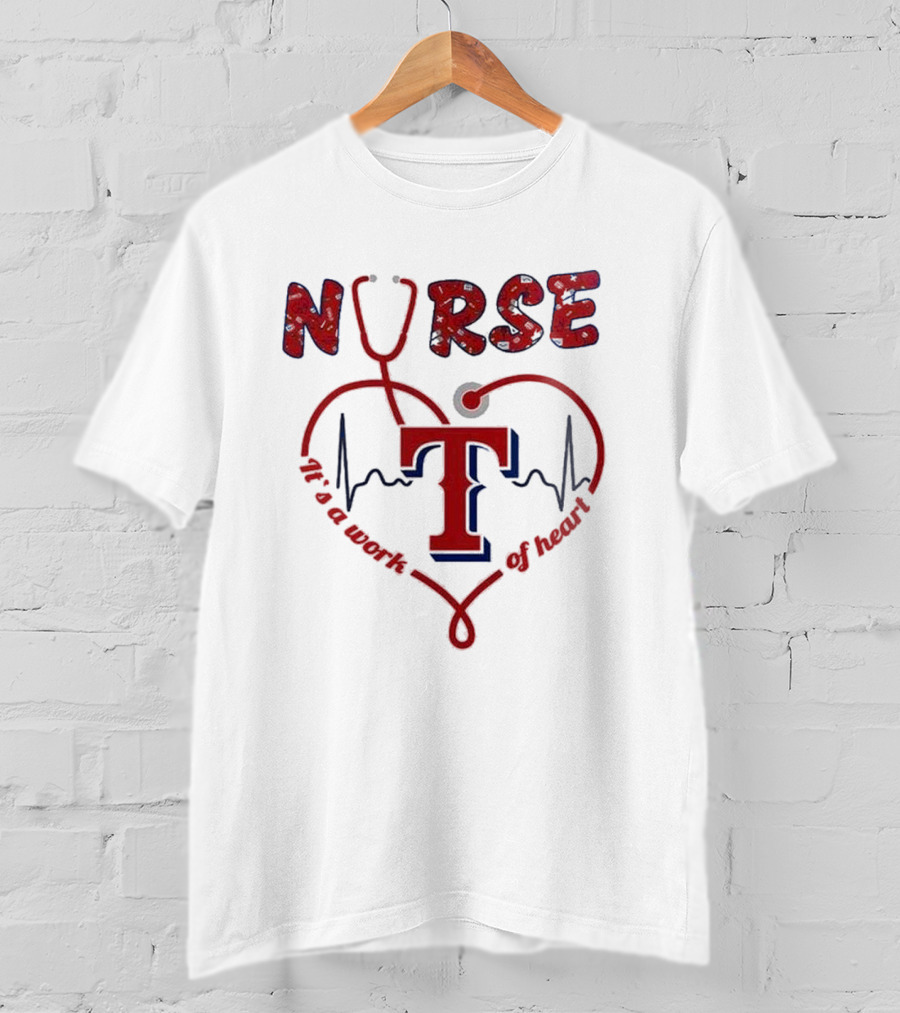 Texas Rangers Nurse Heartbeat Stethoscope 2025 Appreciation T-Shirt