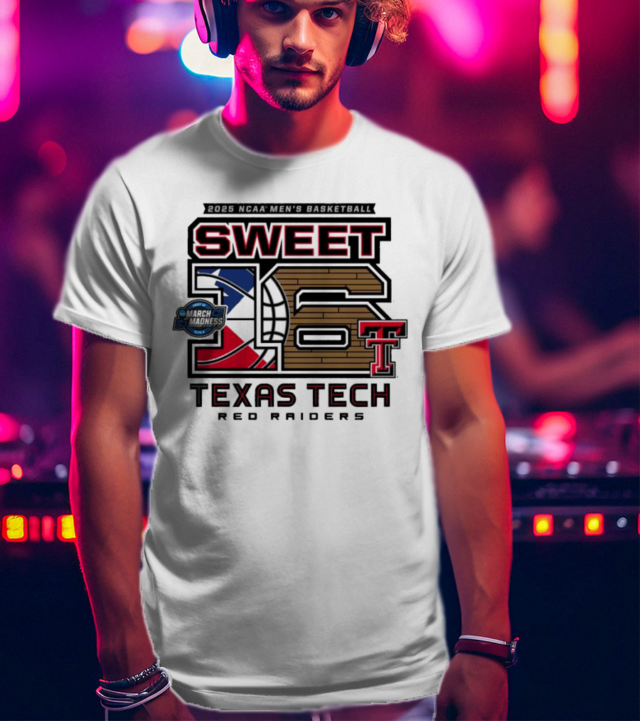 Texas Tech Basketball Sweet 16 Above The Rim 2025 Grey Tri-Blend T-Shirt