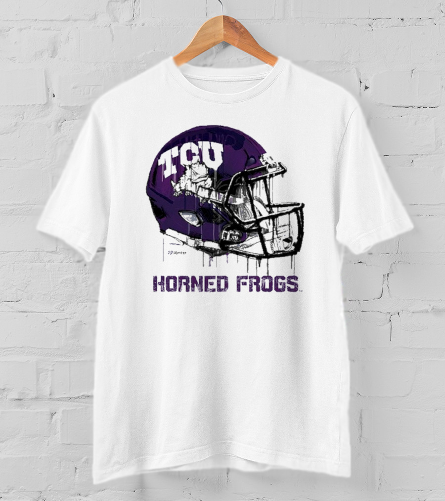 TCU Horned Frogs Dripping Helmet Football T-Shirt