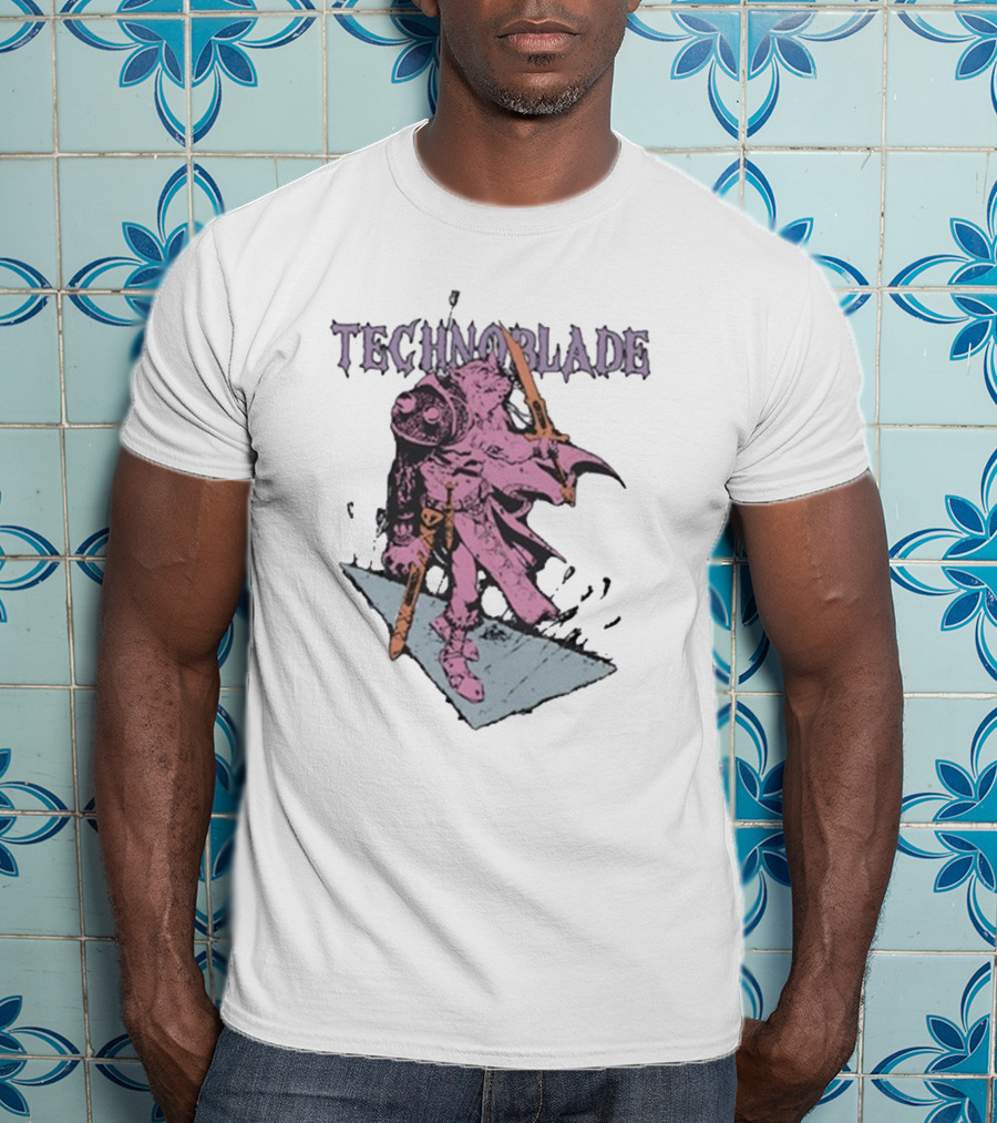 Technoblade Blood God Knight With Sword And Shield T-Shirt
