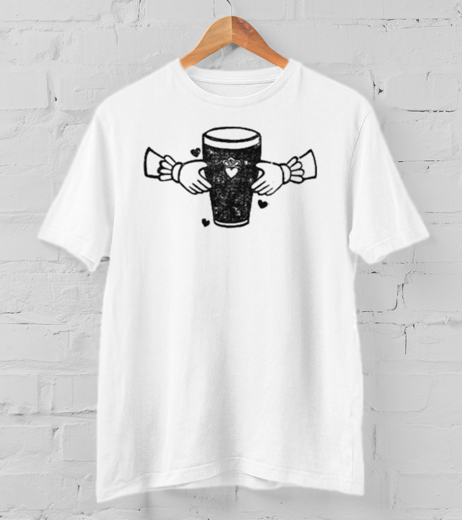Claddagh Pint With Heart And Hands Embrace T-Shirt