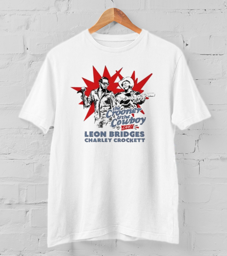 The Crooner And The Cowboy Live Leon Bridges Charley Crockett Silhouette Burst T-Shirt