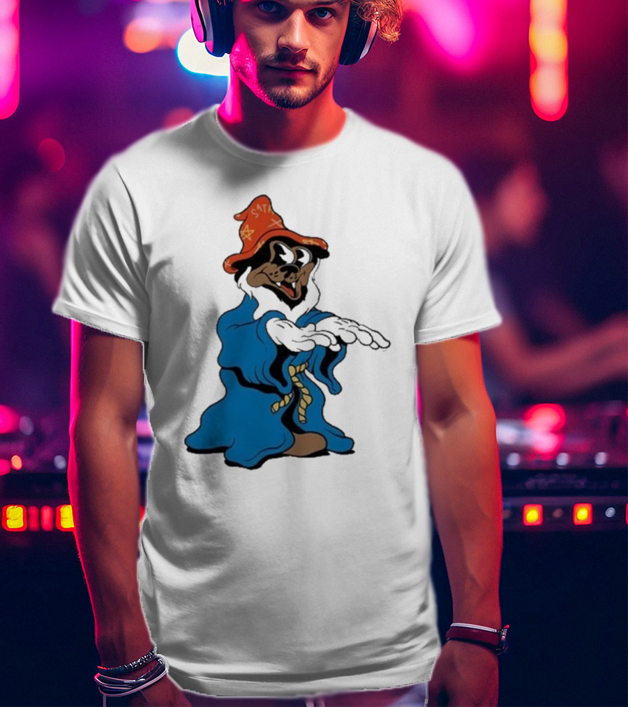 The Dudes It’s All Wavy Wizard Dog In Blue Robe With Orange Star Hat T-Shirt