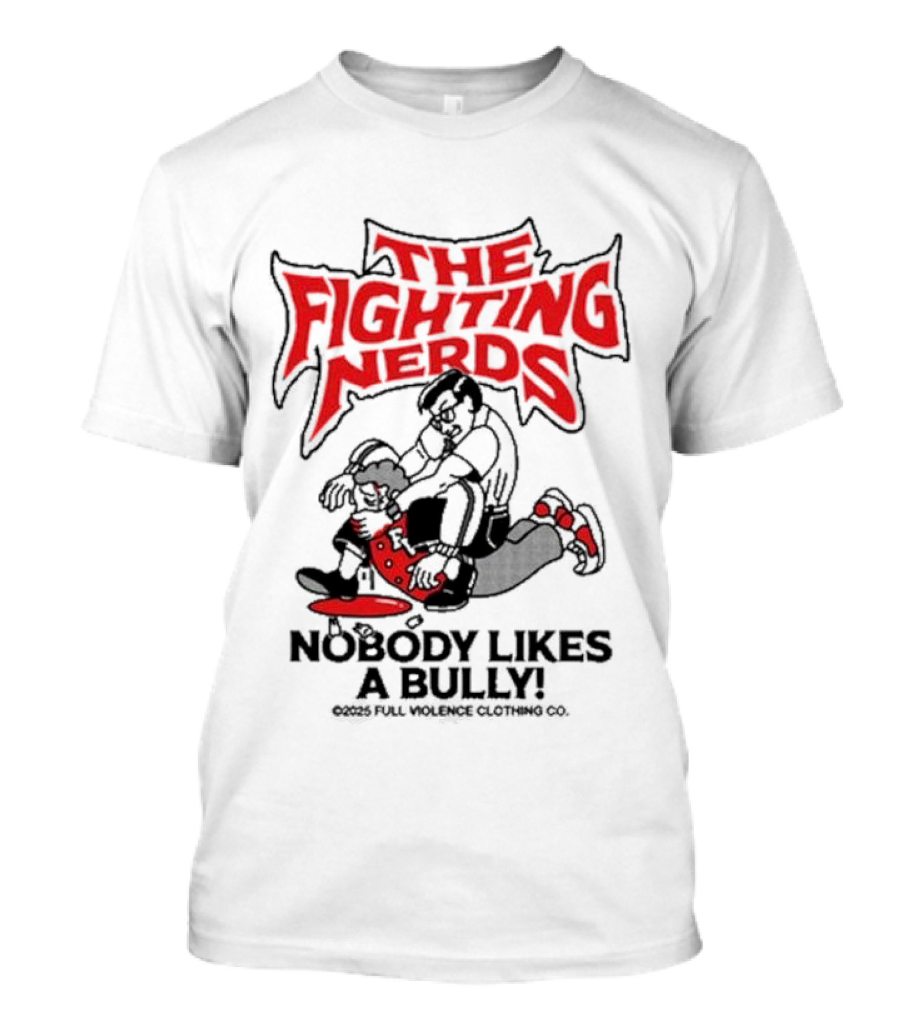 The Fighting Nerds Nobody Likes A Bully Cartoon Robot Battle T-Shirt