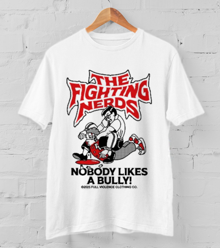 The Fighting Nerds Nobody Likes A Bully Cartoon Robot Battle T-Shirt