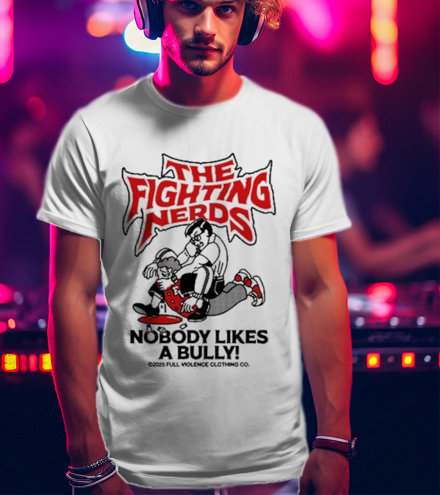 The Fighting Nerds Nobody Likes A Bully Cartoon Robot Battle T-Shirt