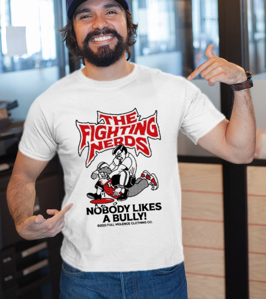 The Fighting Nerds Nobody Likes A Bully Cartoon Robot Battle T-Shirt