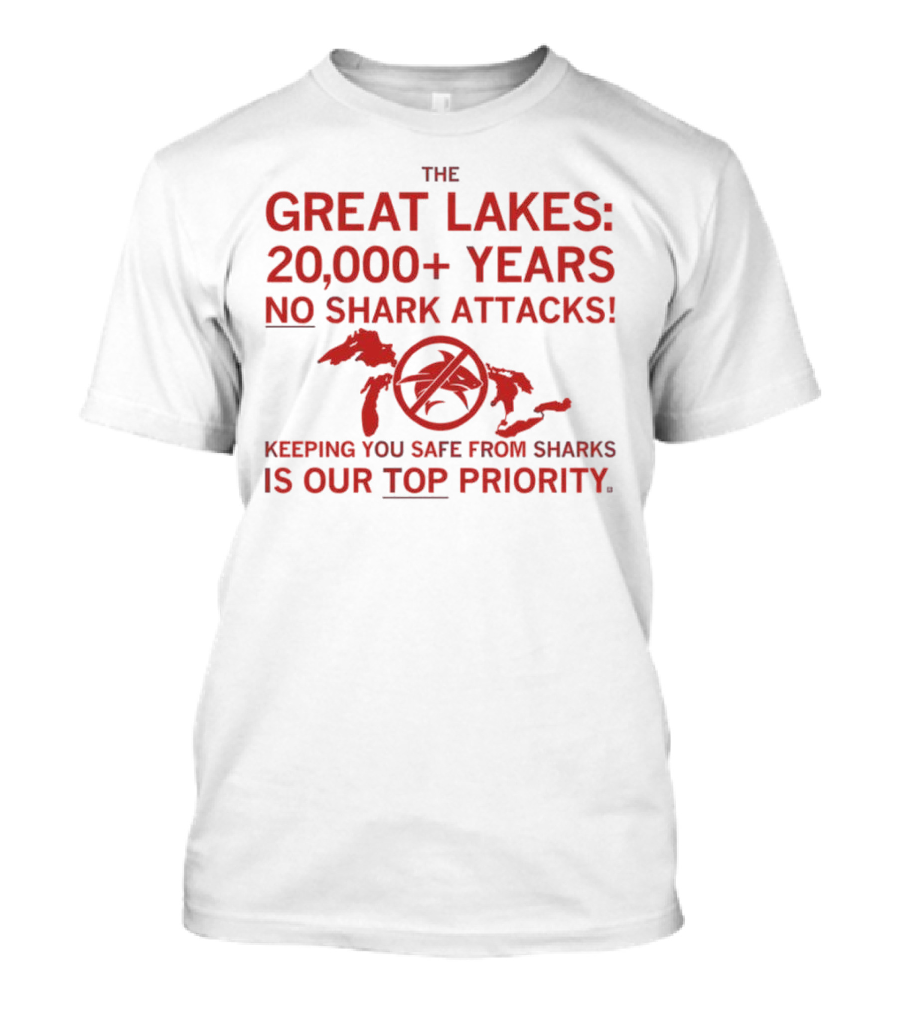The Great Lakes 20000 Years No Shark Attacks Keeping You Safe Is Our Top Priority T-Shirt