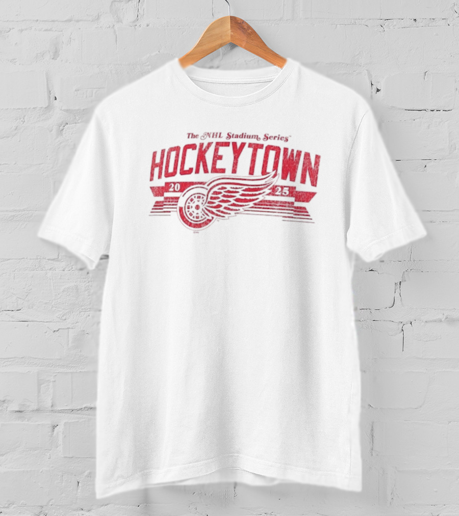 The NHL Stadium Series Hockeytown 2025 Winged Wheel T-Shirt