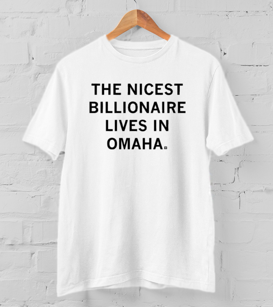 The Nicest Billionaire Lives In Omaha Retro Style Text With Glasses Icon T-Shirt