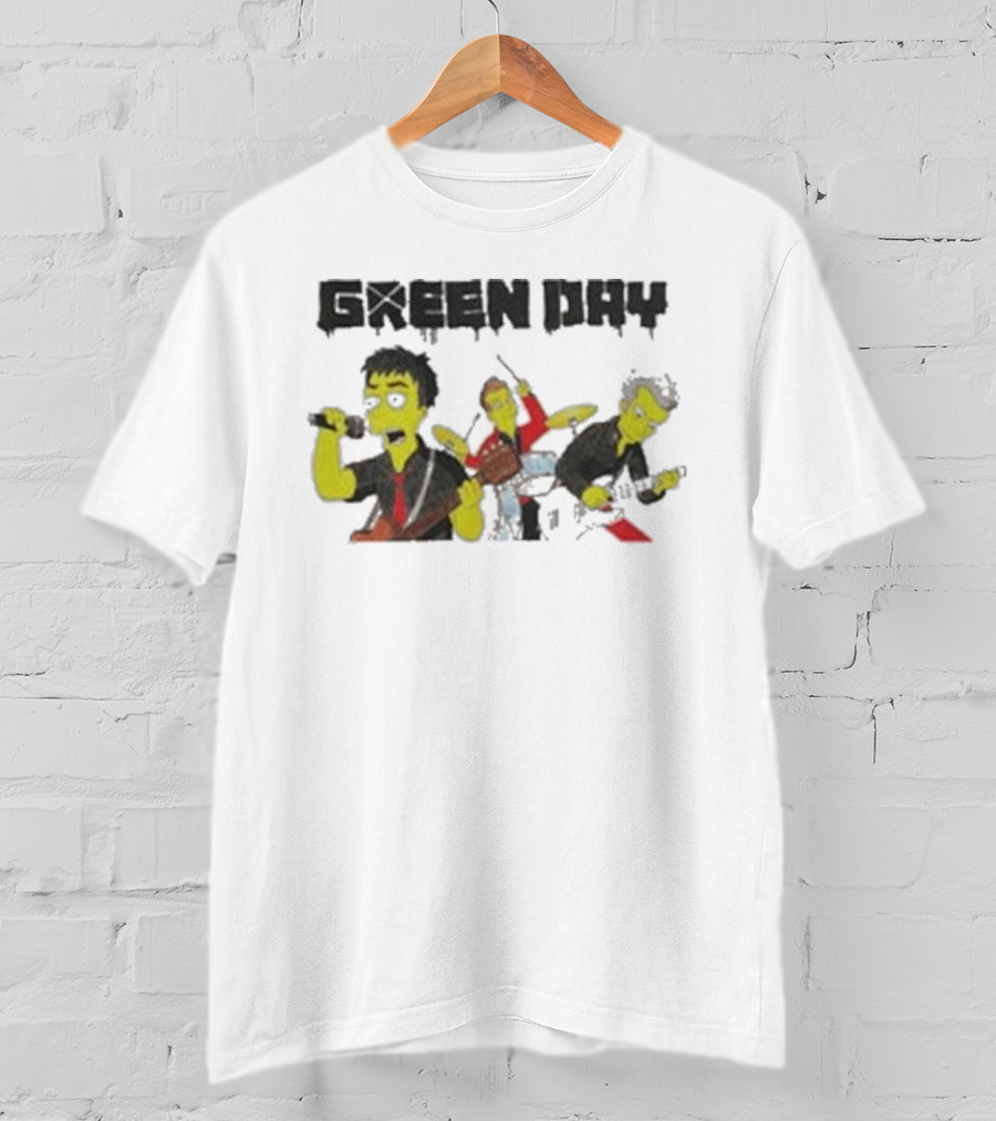 The Simpsons Band Members Playing Instruments Green Day Style T-Shirt
