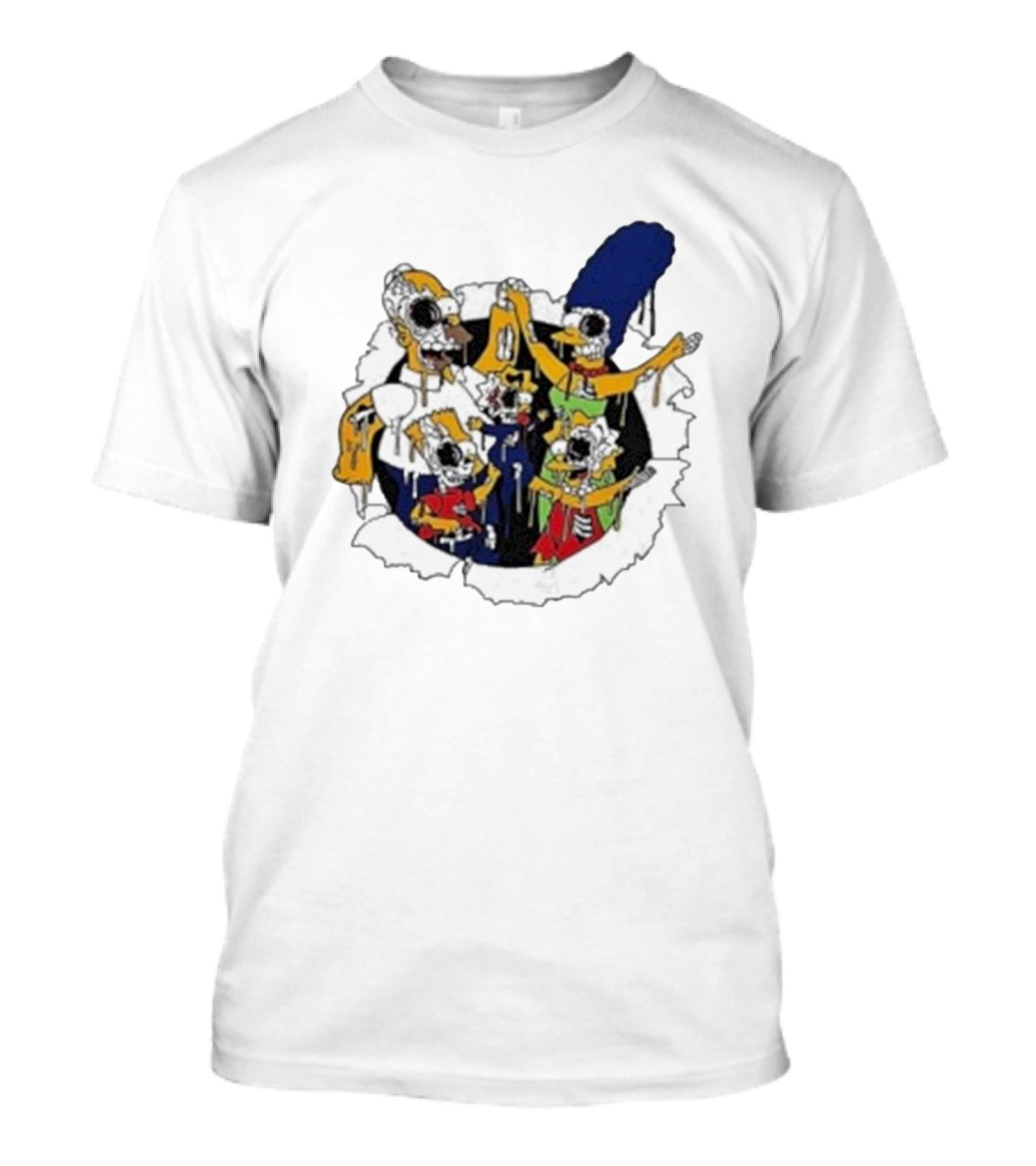 Zombie Family Simpsons Characters Dripping Melting Style T-Shirt
