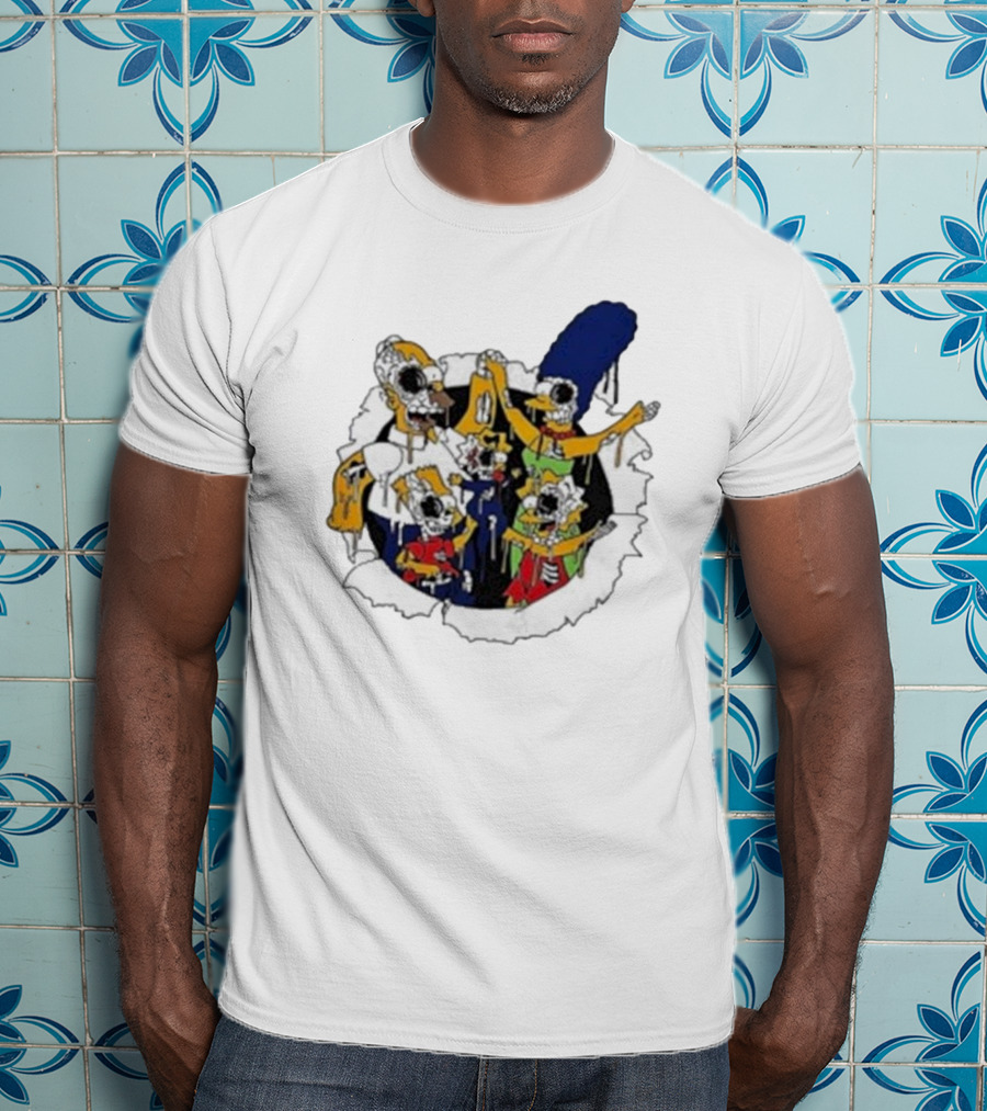 Zombie Family Simpsons Characters Dripping Melting Style T-Shirt