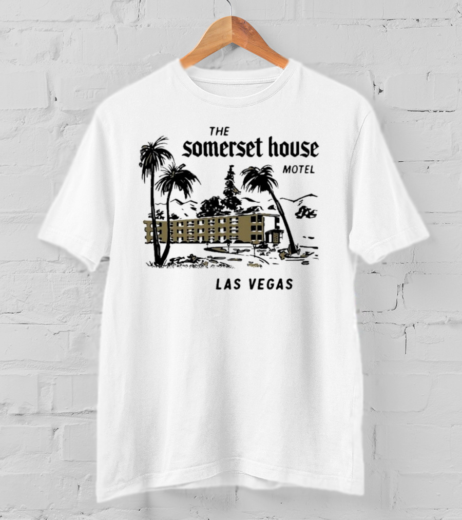 The Somerset House Motel Vintage Las Vegas Retro Style Building Outline T-Shirt