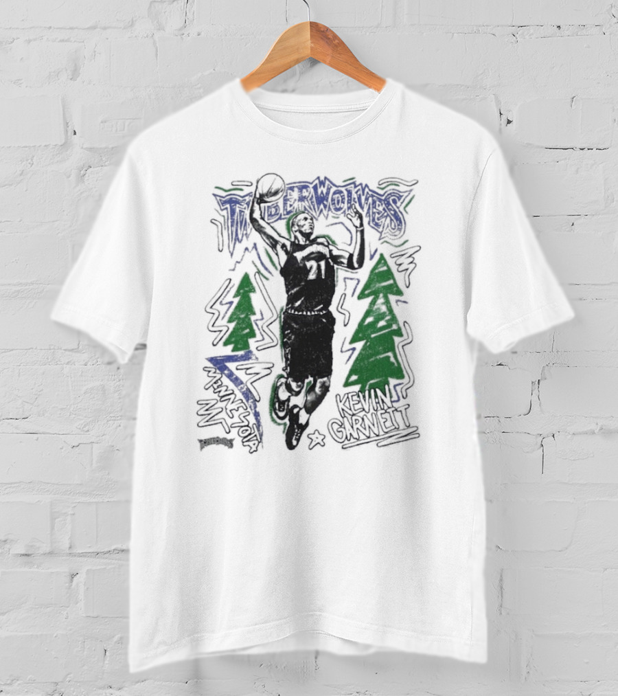 Minnesota Timberwolves Hardwood Kevin Garnett 21 Basketball Legend T-Shirt