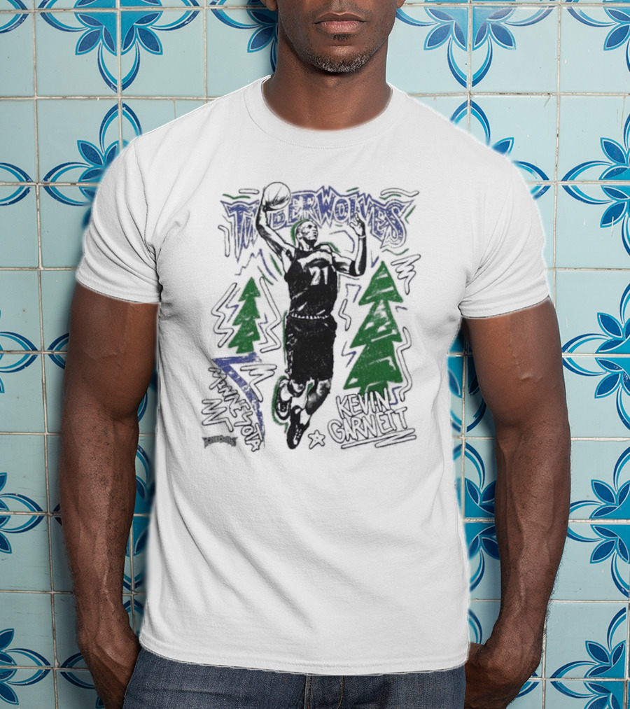 Minnesota Timberwolves Hardwood Kevin Garnett 21 Basketball Legend T-Shirt