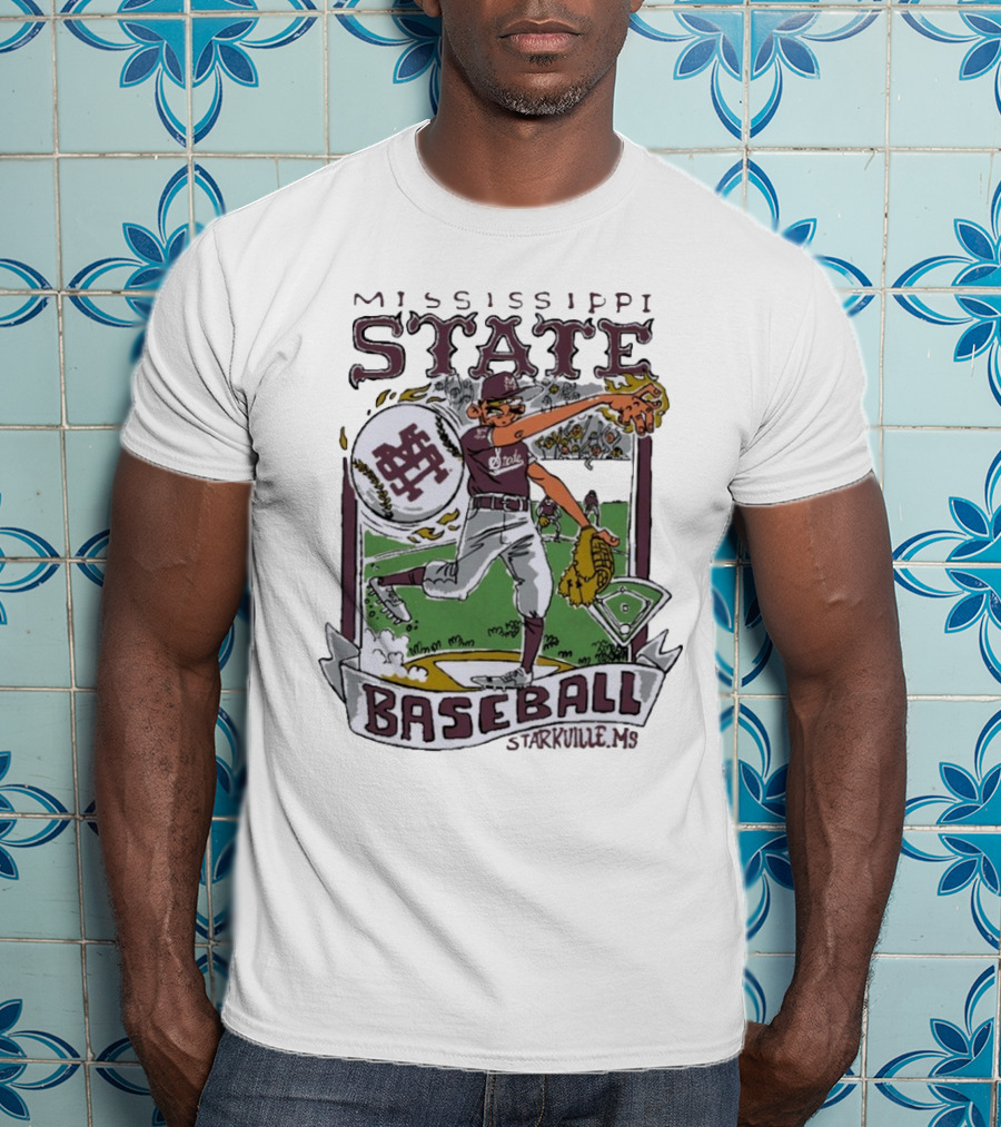 Mississippi State Baseball Starkville MS Wonky Cards T-Shirt