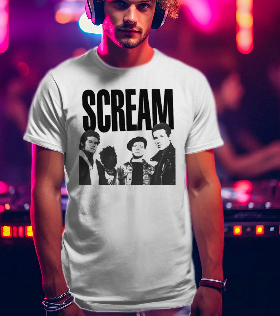 SCREAM Logo With Cartoon Band Graphic T-Shirt