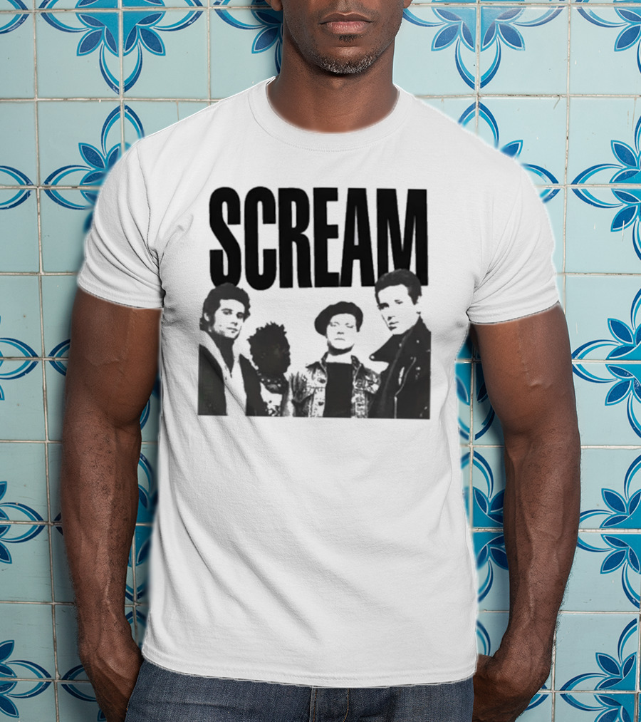 SCREAM Logo With Cartoon Band Graphic T-Shirt