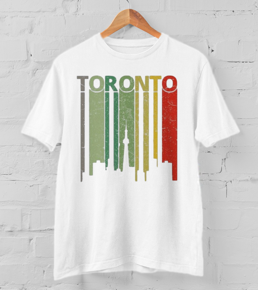 Retro Toronto Skyline Colorful Vertical Lines T-Shirt
