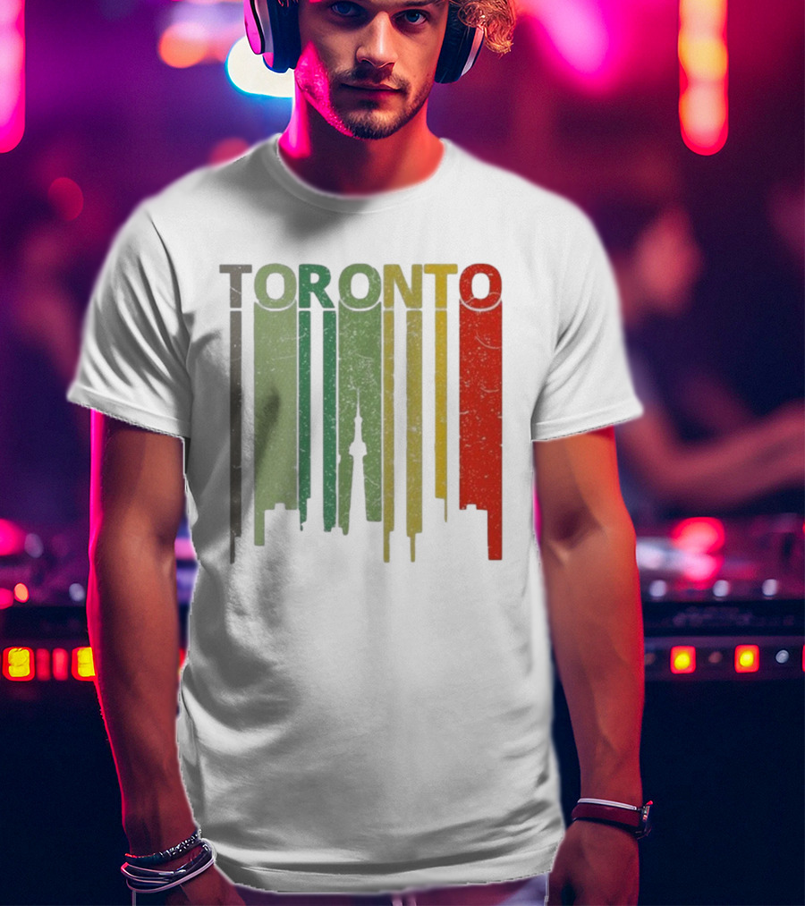 Retro Toronto Skyline Colorful Vertical Lines T-Shirt
