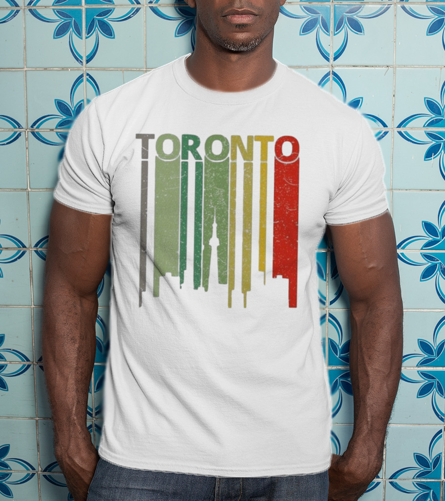 Retro Toronto Skyline Colorful Vertical Lines T-Shirt