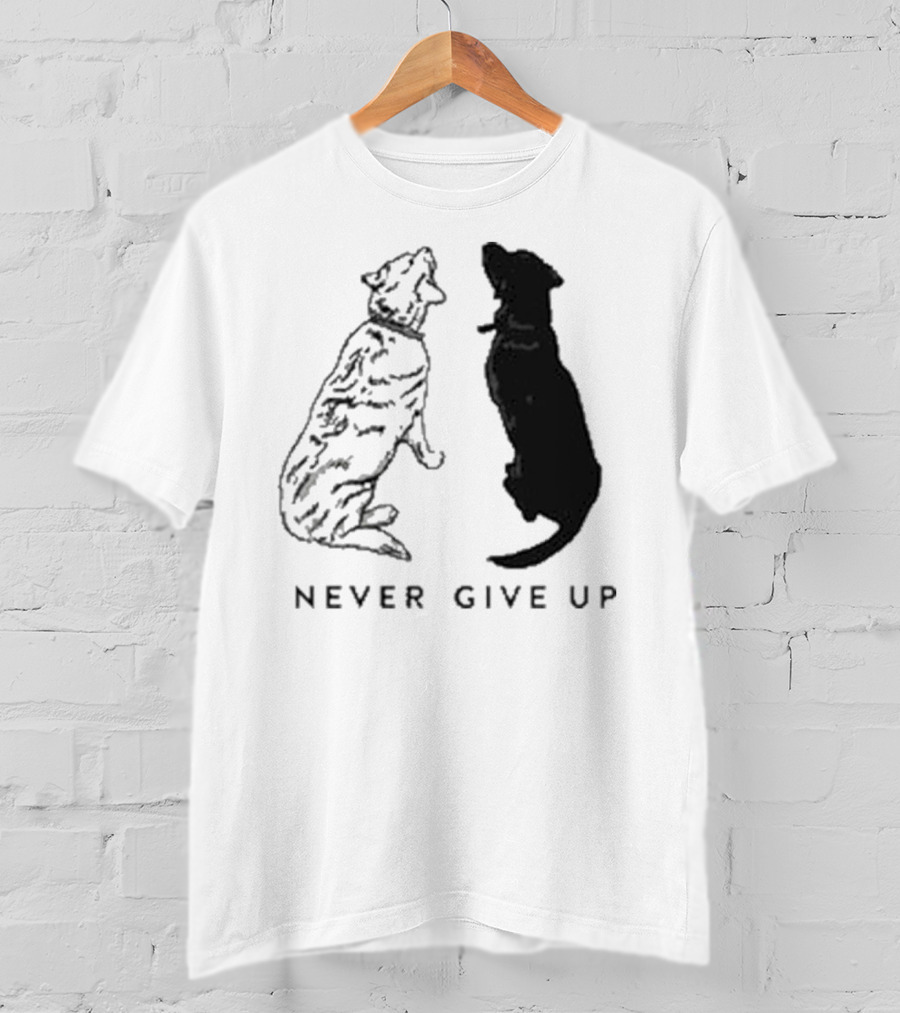 Never Give Up Dog Silhouettes Tors T-Shirt