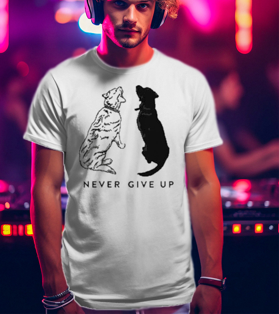 Never Give Up Dog Silhouettes Tors T-Shirt